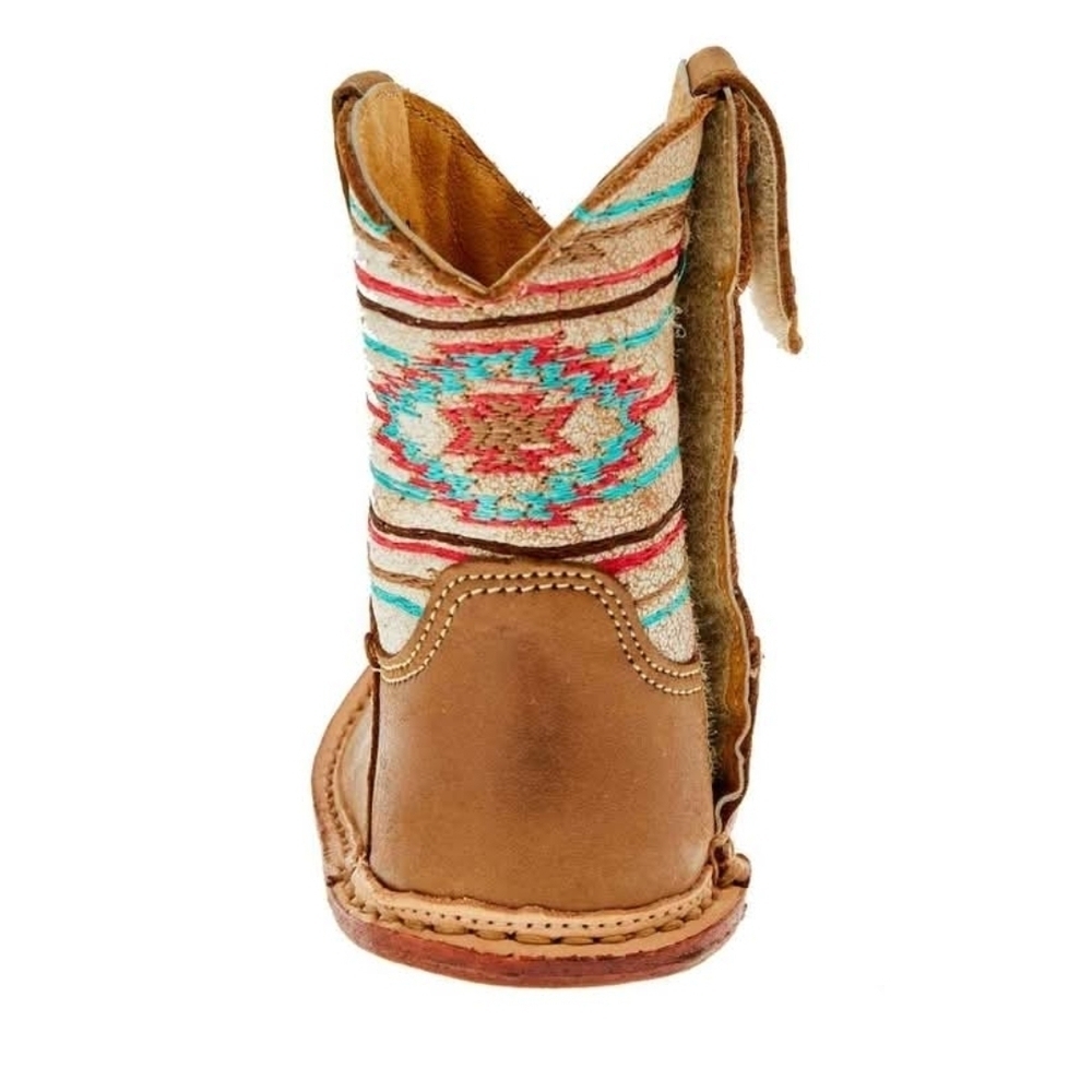 NWT Roper Cowbabies Brown and Red Western Leather Boots Striped Design ~SZ 1 - Picture 3 of 4